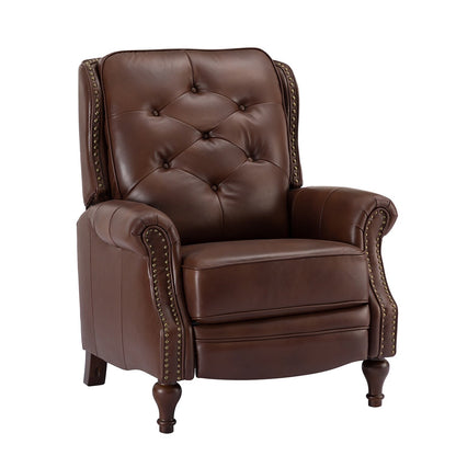 Nestor Mid Century Genuine Leather Recliner with Solid Wood Legs by HULALA HOME