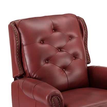 Nestor Mid Century Genuine Leather Recliner with Solid Wood Legs by HULALA HOME