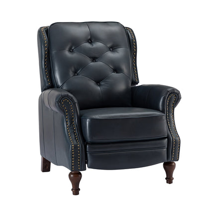 Nestor Mid Century Genuine Leather Recliner with Solid Wood Legs by HULALA HOME