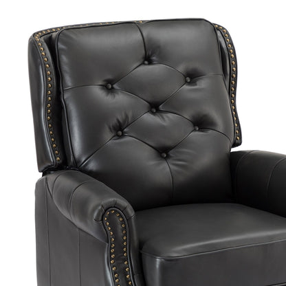 Nestor Mid Century Genuine Leather Recliner with Solid Wood Legs by HULALA HOME