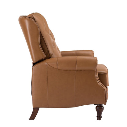 Nestor Mid Century Genuine Leather Recliner with Solid Wood Legs by HULALA HOME