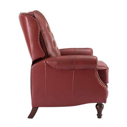 Nestor Mid Century Genuine Leather Recliner with Solid Wood Legs by HULALA HOME