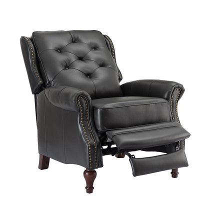 Nestor Mid Century Genuine Leather Recliner with Solid Wood Legs by HULALA HOME
