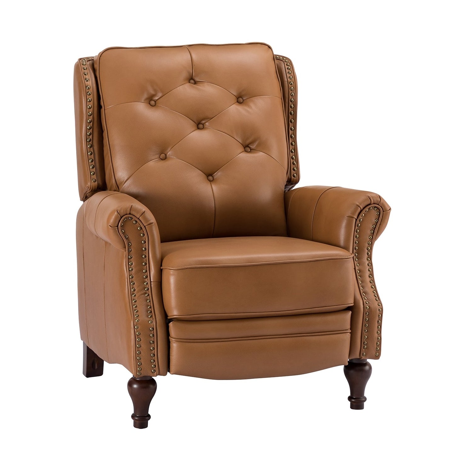 Nestor Mid Century Genuine Leather Recliner with Solid Wood Legs by HULALA HOME