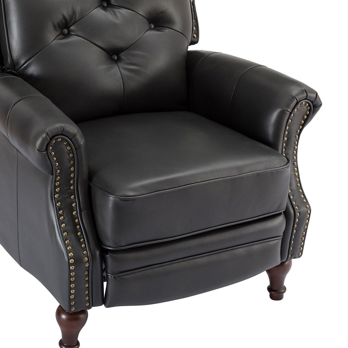 Nestor Mid Century Genuine Leather Recliner with Solid Wood Legs by HULALA HOME