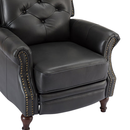 Nestor Mid Century Genuine Leather Recliner with Solid Wood Legs by HULALA HOME