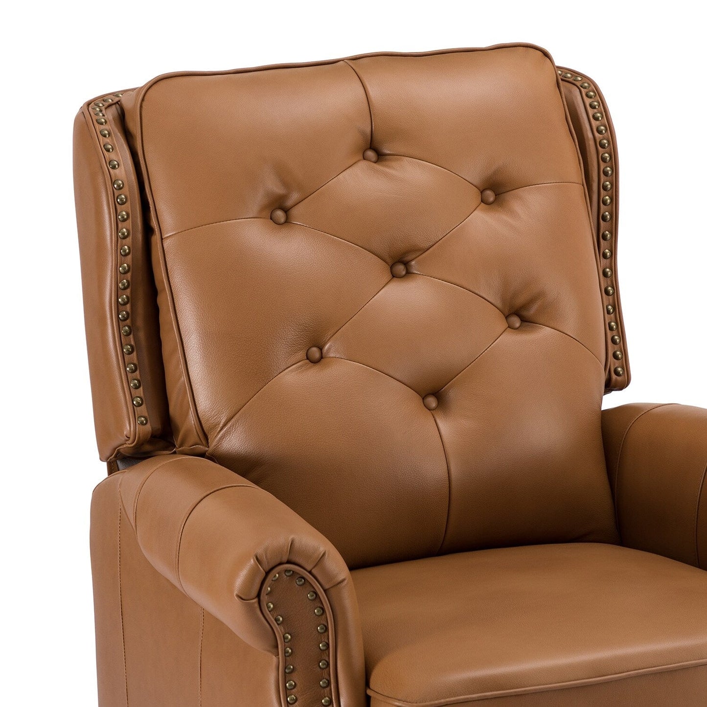 Nestor Mid Century Genuine Leather Recliner with Solid Wood Legs by HULALA HOME