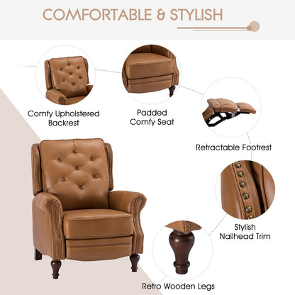 Nestor Mid Century Genuine Leather Recliner with Solid Wood Legs by HULALA HOME
