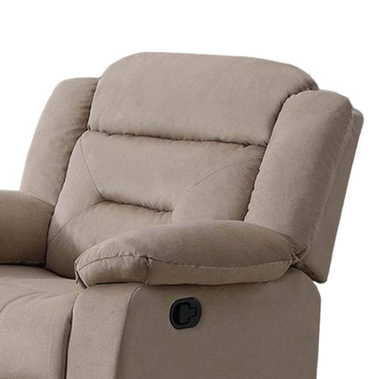 Niko Manual Recliner Chair, Plush Tufted Beige Velvet, Solid Wood