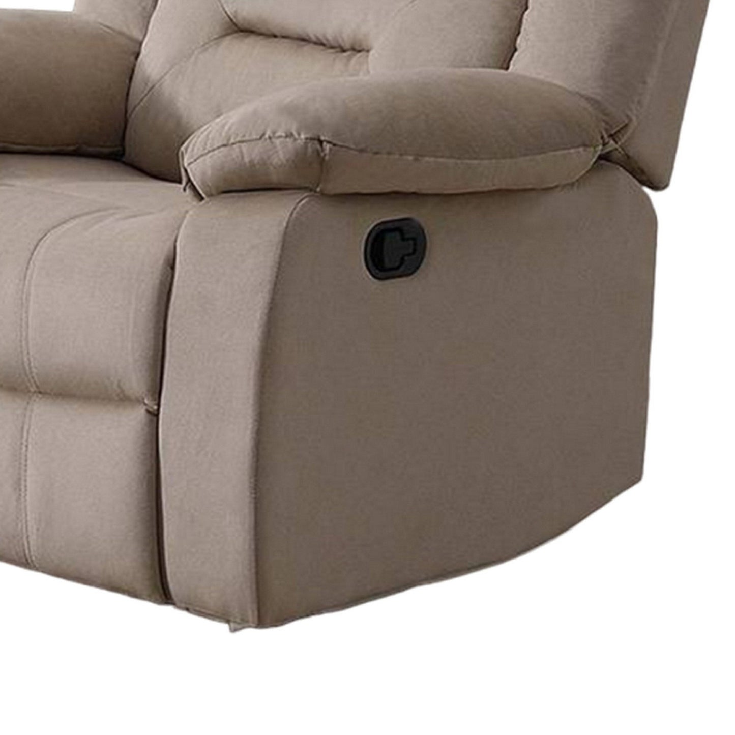Niko Manual Recliner Chair, Plush Tufted Beige Velvet, Solid Wood