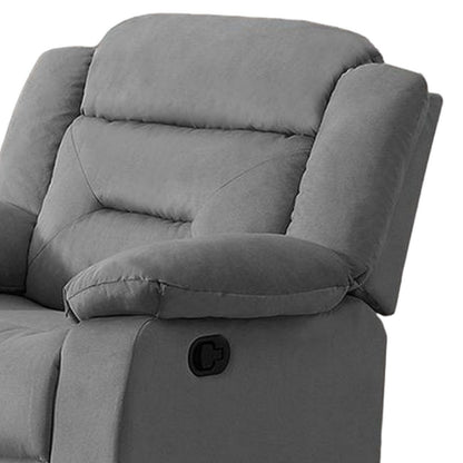 Niko Manual Recliner Chair, Soft Tufted Light Gray Velvet, Solid Wood
