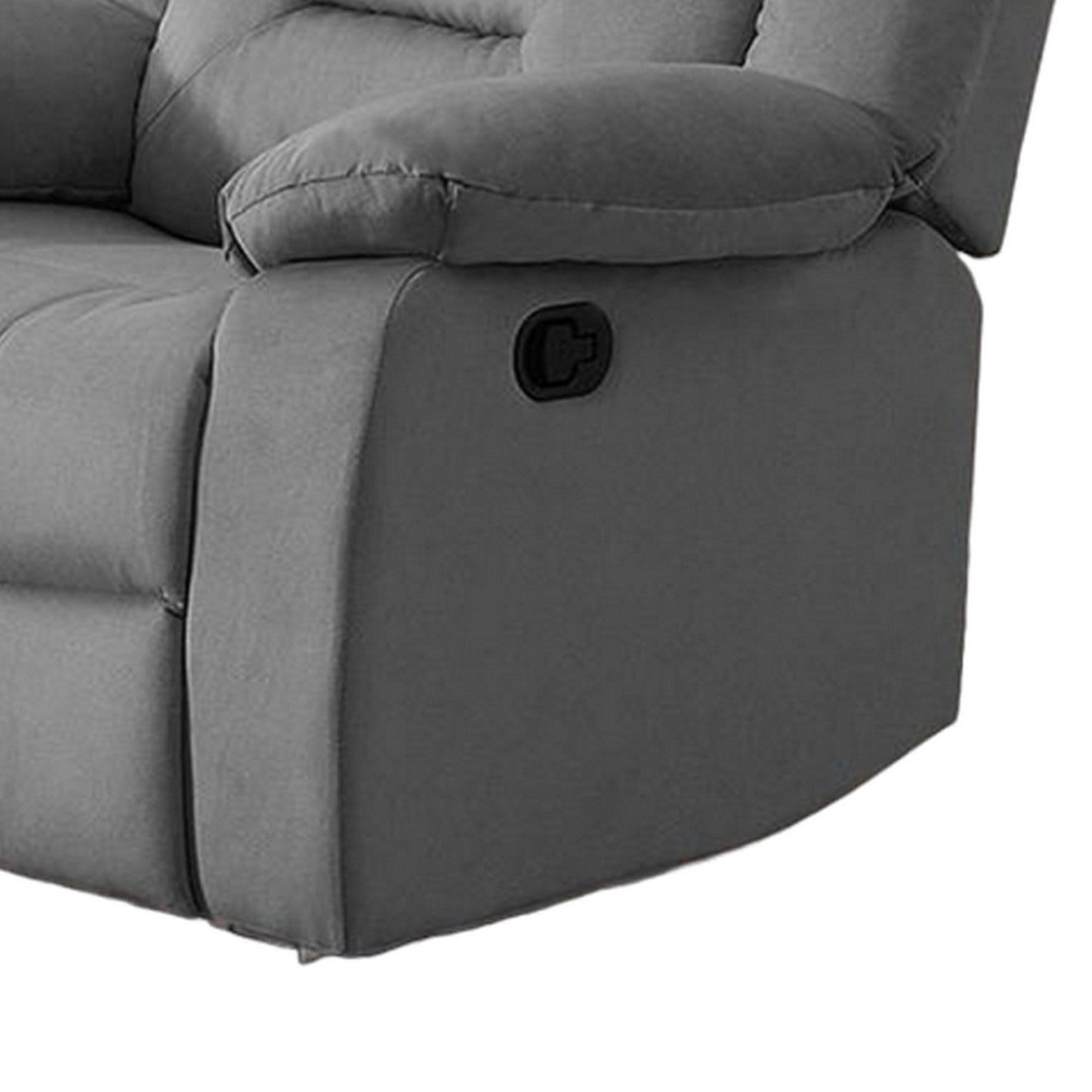 Niko Manual Recliner Chair, Soft Tufted Light Gray Velvet, Solid Wood