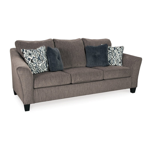 Nima Sofa, Slate Gray Polyester, Chenille, 4 Throw Pillows, 92 Inch