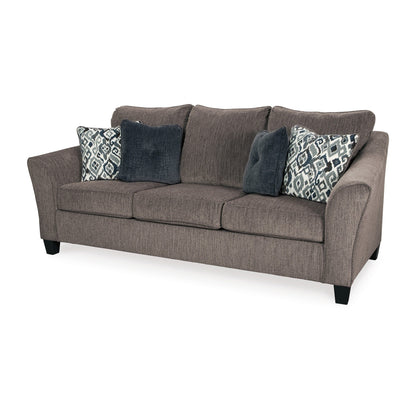 Nima Sofa, Slate Gray Polyester, Chenille, 4 Throw Pillows, 92 Inch