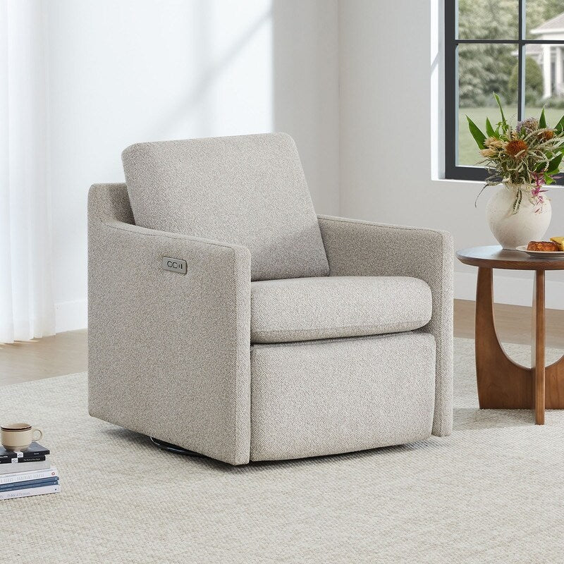 Nora Power Swivel Accent Chair Wall Hugger with Electric Footrests