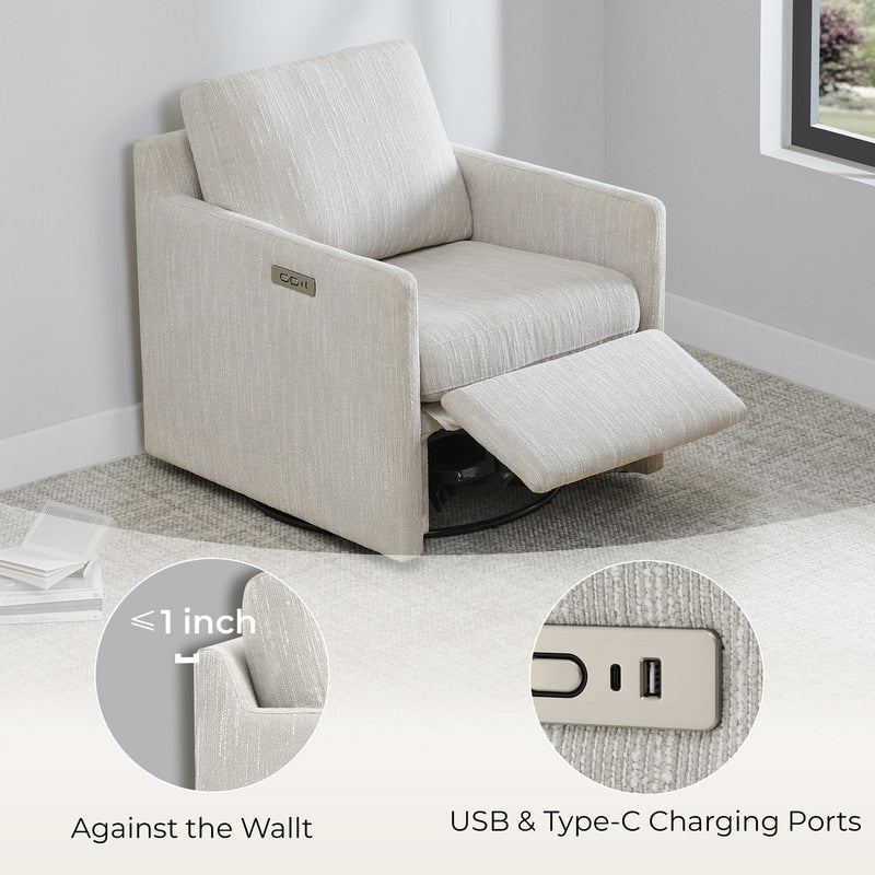 Nora Power Swivel Accent Chair Wall Hugger with Electric Footrests