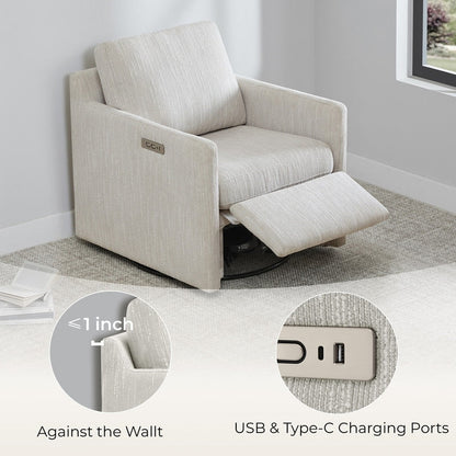 Nora Power Swivel Accent Chair Wall Hugger with Electric Footrests