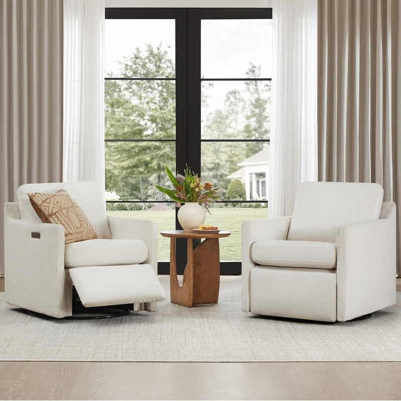 Nora Power Swivel Accent Chair Wall Hugger with Electric Footrests