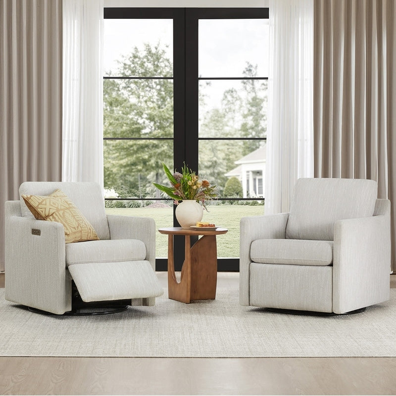 Nora Power Swivel Accent Chair Wall Hugger with Electric Footrests