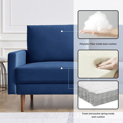OS Home and Office Furniture 69 Inch Wide Upholstered Sofa with Square Arms
