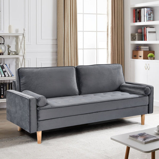 Oaks Aura Velvet Furniture Fabric Loveseat, Multicolor Choice Simple Small House Sofa, Straight Row American Retro Fabric Couch