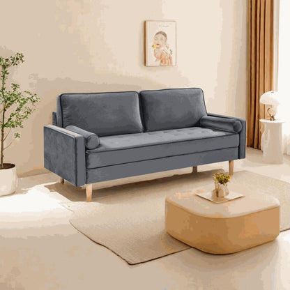 Oaks Aura Velvet Furniture Fabric Loveseat, Multicolor Choice Simple Small House Sofa, Straight Row American Retro Fabric Couch