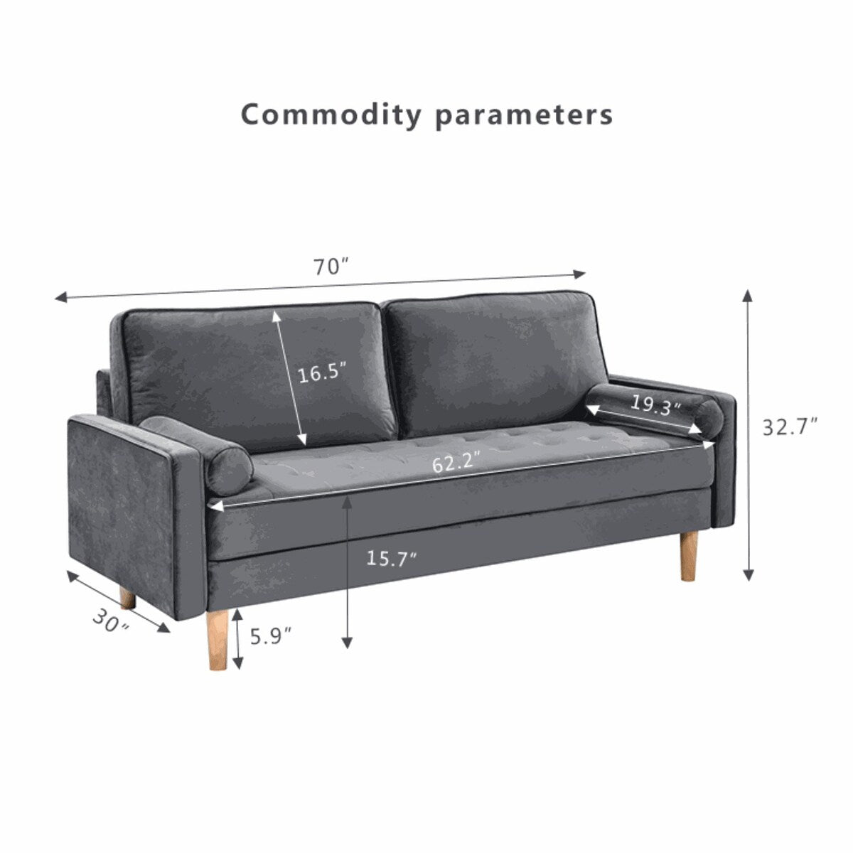 Oaks Aura Velvet Furniture Fabric Loveseat, Multicolor Choice Simple Small House Sofa, Straight Row American Retro Fabric Couch
