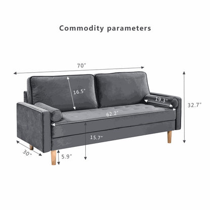 Oaks Aura Velvet Furniture Fabric Loveseat, Multicolor Choice Simple Small House Sofa, Straight Row American Retro Fabric Couch