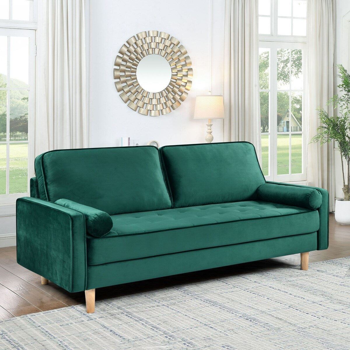 Oaks Aura Velvet Furniture Fabric Loveseat, Multicolor Choice Simple Small House Sofa, Straight Row American Retro Fabric Couch