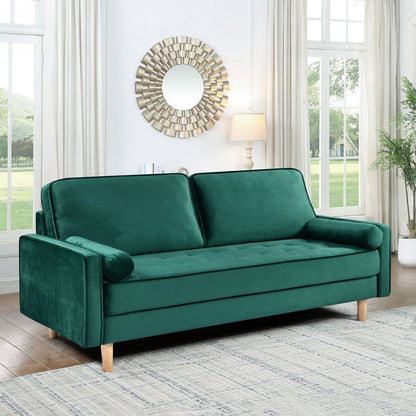 Oaks Aura Velvet Furniture Fabric Loveseat, Multicolor Choice Simple Small House Sofa, Straight Row American Retro Fabric Couch