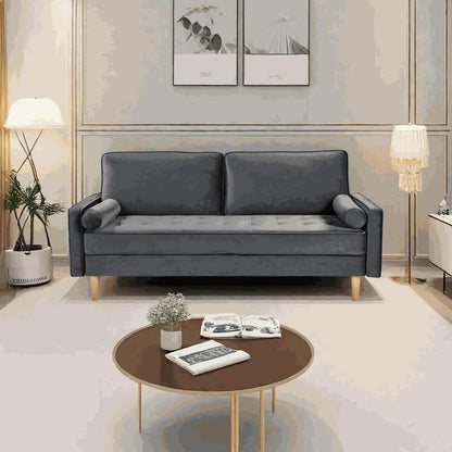 Oaks Aura Velvet Furniture Fabric Loveseat, Multicolor Choice Simple Small House Sofa, Straight Row American Retro Fabric Couch