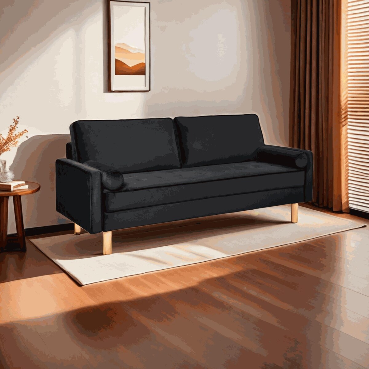 Oaks Aura Velvet Furniture Fabric Loveseat, Multicolor Choice Simple Small House Sofa, Straight Row American Retro Fabric Couch