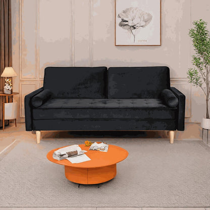 Oaks Aura Velvet Furniture Fabric Loveseat, Multicolor Choice Simple Small House Sofa, Straight Row American Retro Fabric Couch