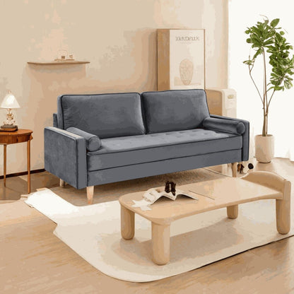 Oaks Aura Velvet Furniture Fabric Loveseat, Multicolor Choice Simple Small House Sofa, Straight Row American Retro Fabric Couch