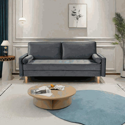 Oaks Aura Velvet Furniture Fabric Loveseat, Multicolor Choice Simple Small House Sofa, Straight Row American Retro Fabric Couch