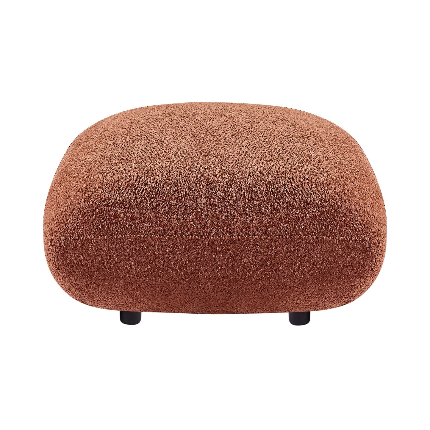 Orange 102.36'' Boucle Fabric 3-Seater Sofa with 3 Pillows, Ottoman, Ergonomic Back, and Thick Seat Cushions