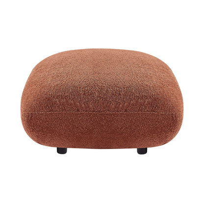 Orange 102.36'' Boucle Fabric 3-Seater Sofa with 3 Pillows, Ottoman, Ergonomic Back, and Thick Seat Cushions