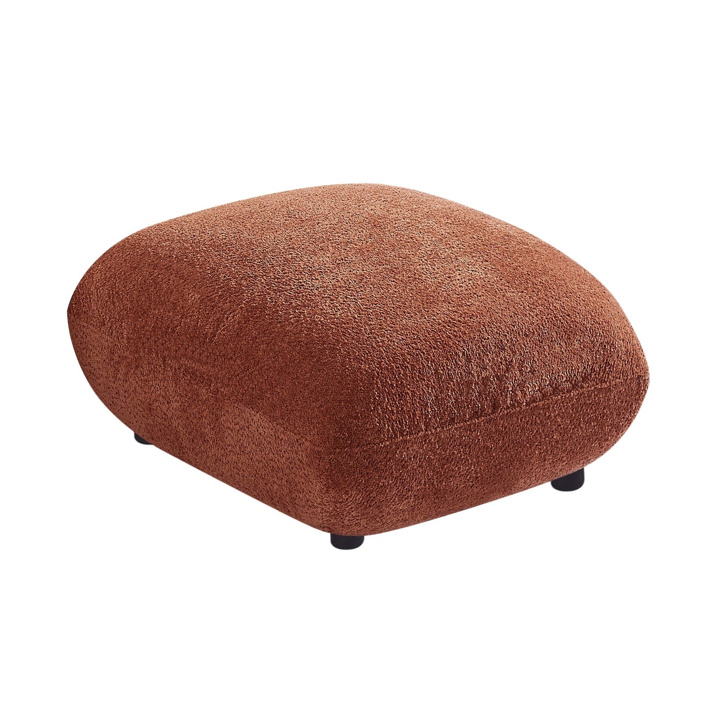 Orange 102.36'' Boucle Fabric 3-Seater Sofa with 3 Pillows, Ottoman, Ergonomic Back, and Thick Seat Cushions