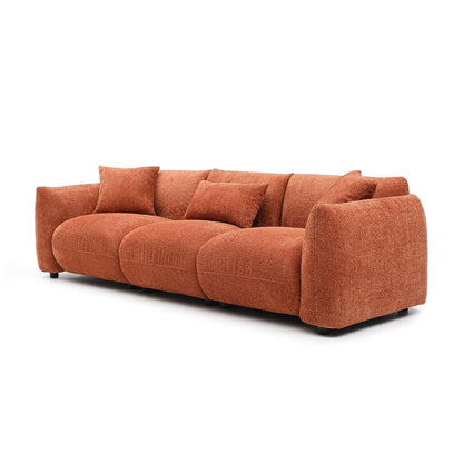Orange 102.36'' Boucle Fabric 3-Seater Sofa with Ergonomic Back and Thick Seat Cushions