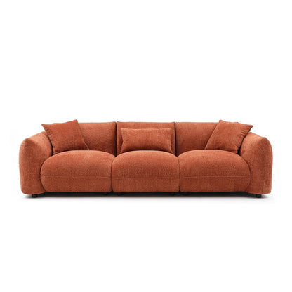 Orange 102.36'' Boucle Fabric 3-Seater Sofa with Ergonomic Back and Thick Seat Cushions