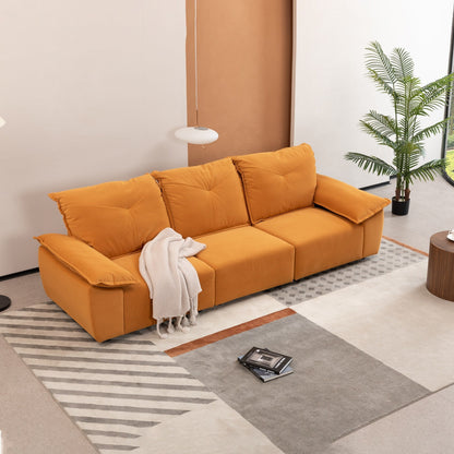 Orange 3-seater Sofa with Removable Pillowcase