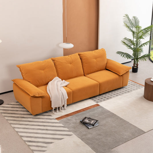 Orange 3-seater Sofa with Removable Pillowcase