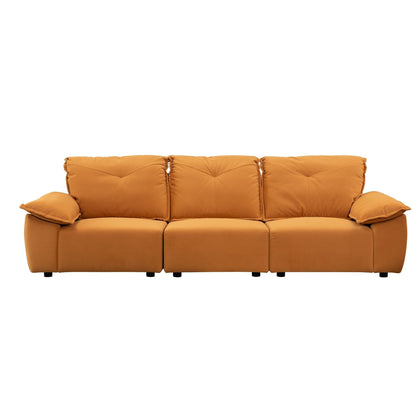 Orange 3-seater Sofa with Removable Pillowcase
