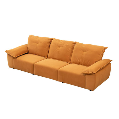 Orange 3-seater Sofa with Removable Pillowcase