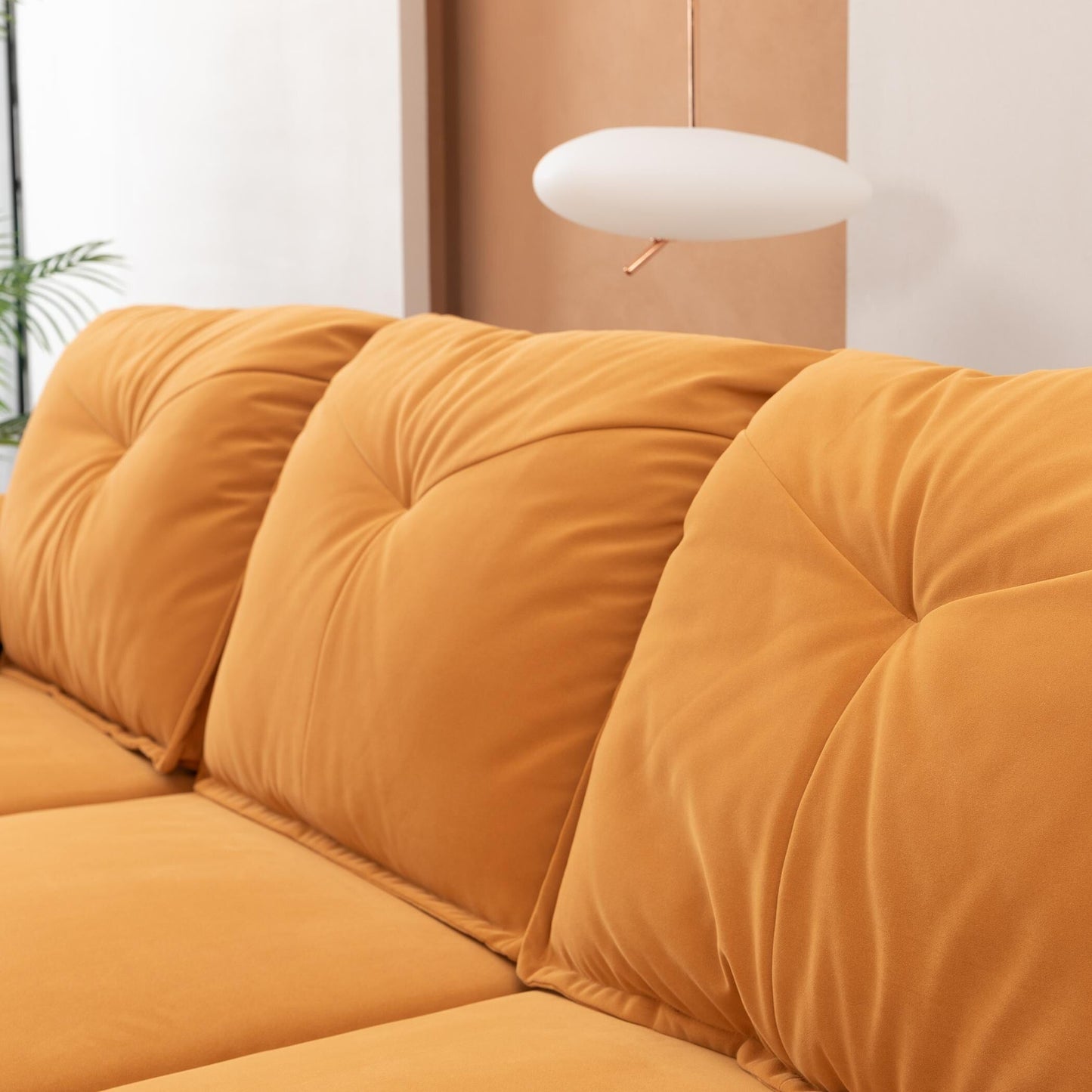 Orange 3-seater Sofa with Removable Pillowcase
