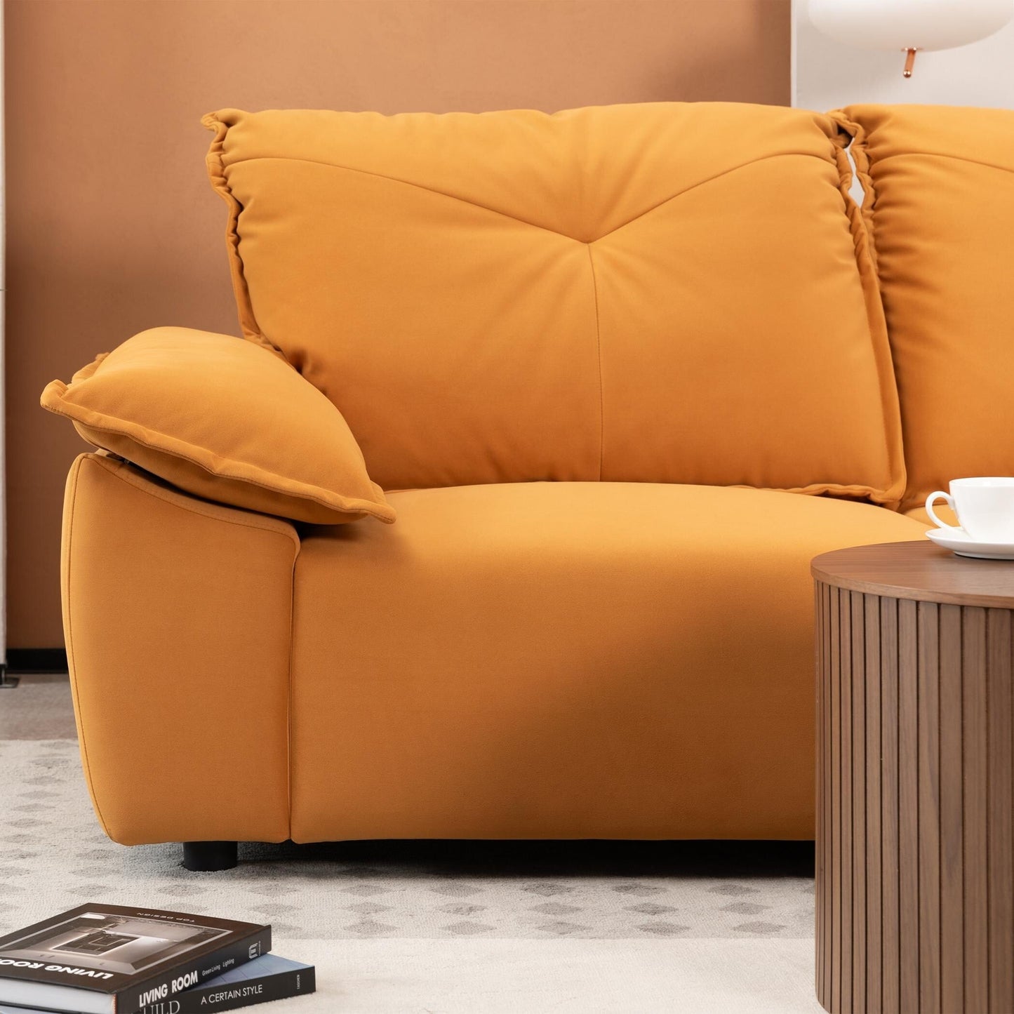 Orange 3-seater Sofa with Removable Pillowcase