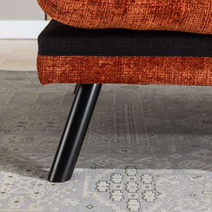 Orange 75.6 Chenille Convertible Loveseat Futon Sofa Bed with Metal Legs for Living Room