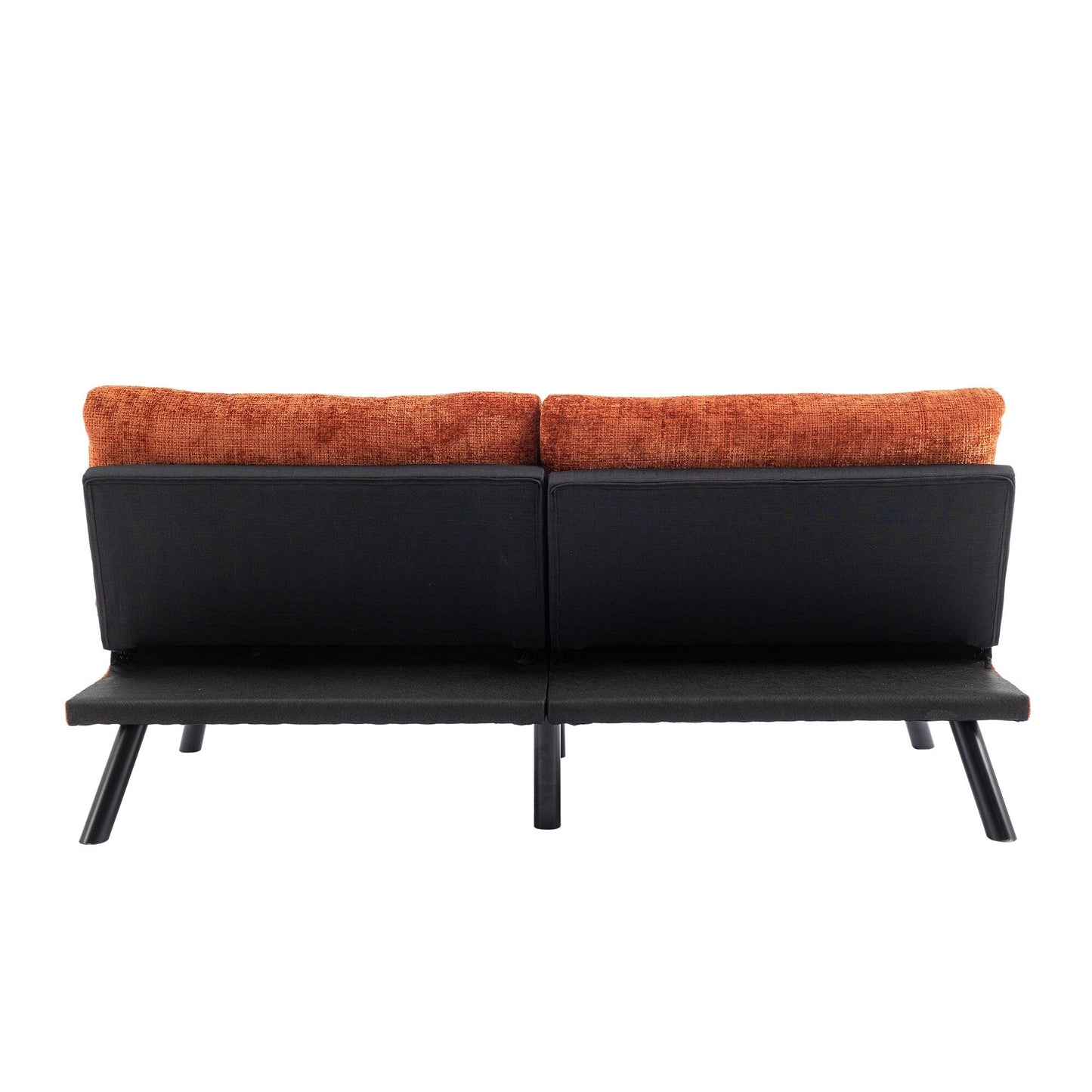 Orange 75.6 Chenille Convertible Loveseat Futon Sofa Bed with Metal Legs for Living Room