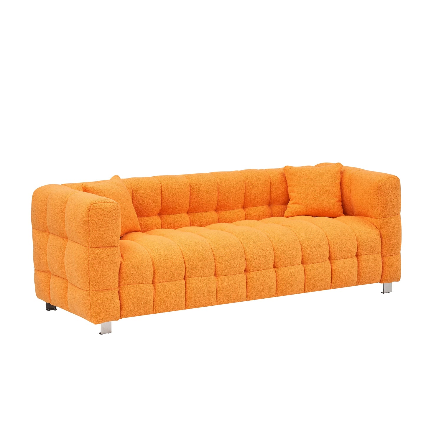 Orange 80 Teddy 3-Seater Sofa with Two Pillows and Sturdy Hardware Foot