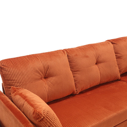 Orange 81.1'' L-Shaped Fabric Sofa: Reversible Chaise, Storage, Solid Wood Frame, and Foam Seating